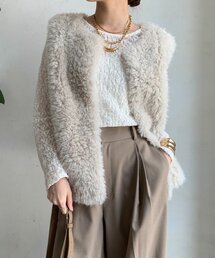 DOUDOU ラメシャギー切替ベスト（オフホワイト） DOUDOU ラメシャギー切替ベスト（オフホワイト）