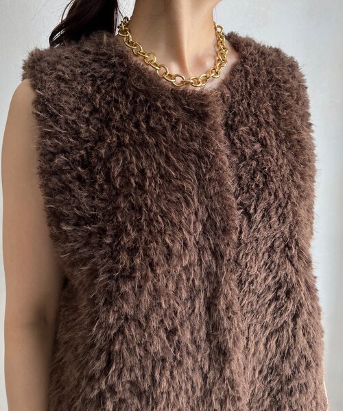 セール】【完売カラー再追加！】フェイクカシミヤファーベスト（ベスト
