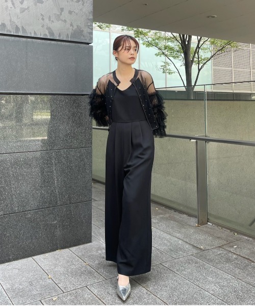 2WAY BIJOU RUFFLE TOP SET ROMPERS（パンツドレス）｜Ameri（アメリ