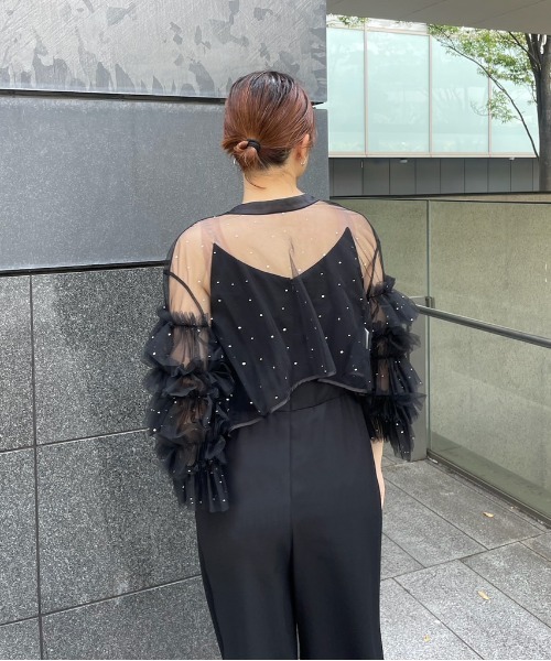2WAY BIJOU RUFFLE TOP SET ROMPERS（パンツドレス）｜Ameri