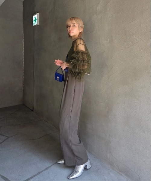 2WAY BIJOU RUFFLE TOP SET ROMPERS（パンツドレス）｜Ameri（アメリ