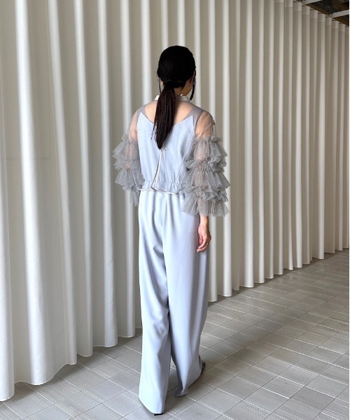 2WAY BIJOU RUFFLE TOP SET ROMPERS（パンツドレス）｜Ameri