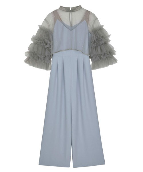 2WAY BIJOU RUFFLE TOP SET ROMPERS（パンツドレス）｜Ameri（アメリ