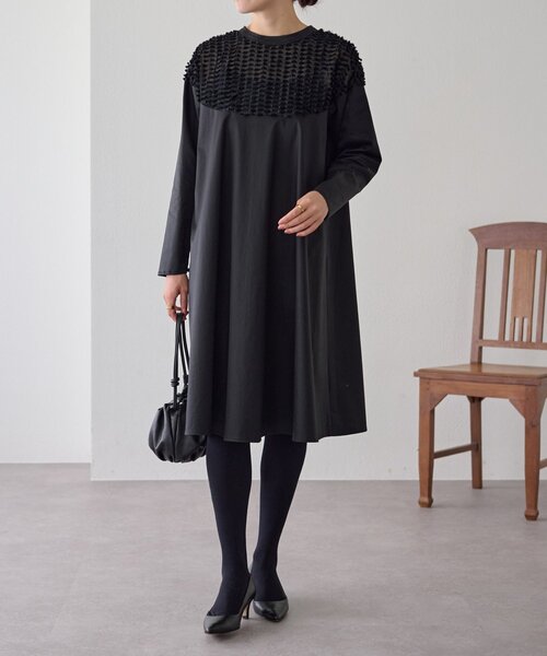 LIVETART（リヴェタート）の「フェザージャガードフレアワンピース（ワンピース・レディース・ブラック・FREE）」の2枚目の写真