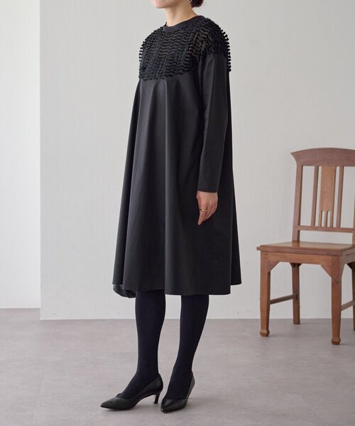 LIVETART（リヴェタート）の「フェザージャガードフレアワンピース（ワンピース・レディース・ブラック・FREE）」の3枚目の写真