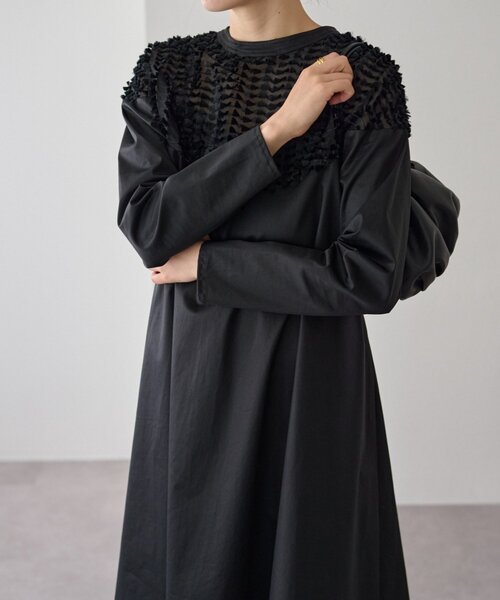 LIVETART（リヴェタート）の「フェザージャガードフレアワンピース（ワンピース・レディース・ブラック・FREE）」の7枚目の写真