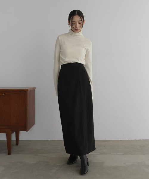 hellam（へラム）の「フェイクスエードIラインスカート（スカート・レディース・ブラウン/アイボリー/ブラック・FREE）」の5枚目の写真