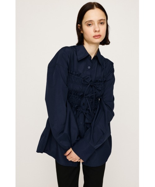 SLY（スライ）の「BUSTIER LAYRED SH ビスチェ レイヤード シャツ 秋服（シャツ/ブラウス・レディース・ネイビー/ピンク系その他/ネイビー系・FREE）」の14枚目の写真