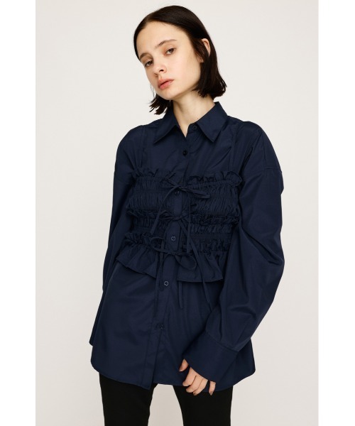 SLY（スライ）の「BUSTIER LAYRED SH ビスチェ レイヤード シャツ 秋服（シャツ/ブラウス・レディース・ネイビー/ピンク系その他/ネイビー系・FREE）」の15枚目の写真