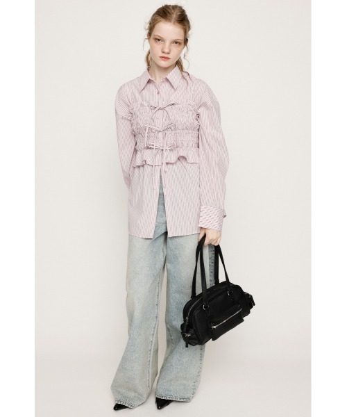 SLY（スライ）の「BUSTIER LAYRED SH ビスチェ レイヤード シャツ 秋服（シャツ/ブラウス・レディース・ネイビー/ピンク系その他/ネイビー系・FREE）」の22枚目の写真