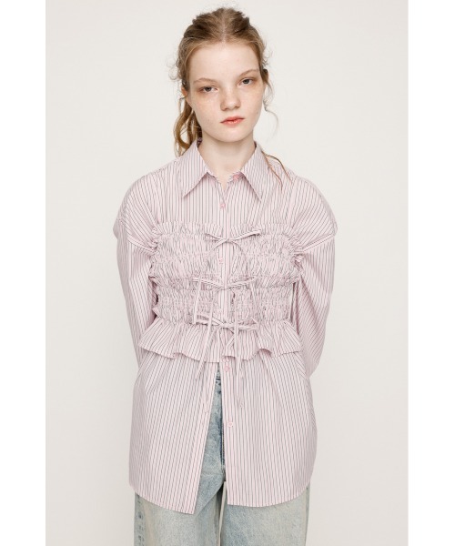 SLY（スライ）の「BUSTIER LAYRED SH ビスチェ レイヤード シャツ 秋服（シャツ/ブラウス・レディース・ネイビー/ピンク系その他/ネイビー系・FREE）」の21枚目の写真