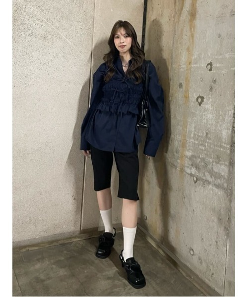 SLY（スライ）の「BUSTIER LAYRED SH ビスチェ レイヤード シャツ 秋服（シャツ/ブラウス・レディース・ネイビー/ピンク系その他/ネイビー系・FREE）」の5枚目の写真