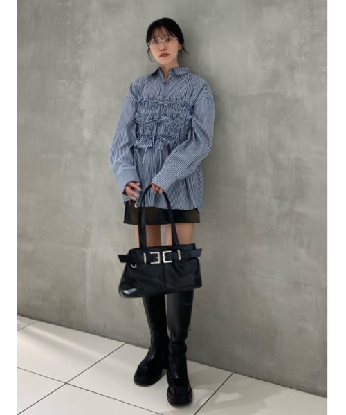 SLY（スライ）の「BUSTIER LAYRED SH ビスチェ レイヤード シャツ 秋服（シャツ/ブラウス・レディース・ネイビー/ピンク系その他/ネイビー系・FREE）」の8枚目の写真