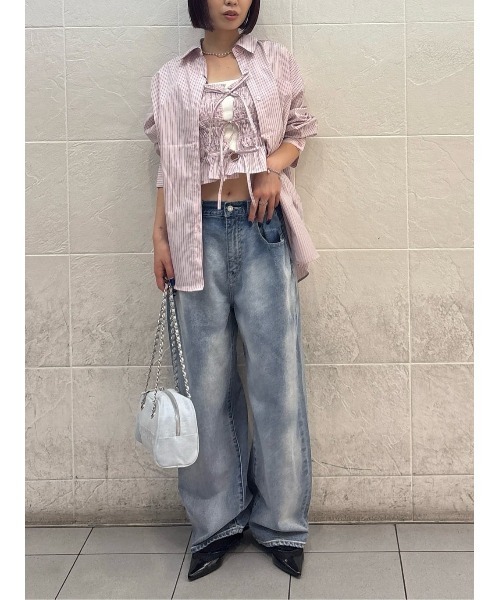 SLY（スライ）の「BUSTIER LAYRED SH ビスチェ レイヤード シャツ 秋服（シャツ/ブラウス・レディース・ネイビー/ピンク系その他/ネイビー系・FREE）」の11枚目の写真