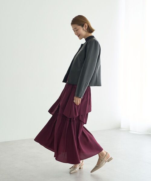 YECCA VECCA（イェッカヴェッカ）の「ノーカラーライダースジャケット（ライダースジャケット・レディース・ブラック/ベージュ・FREE）」の10枚目の写真