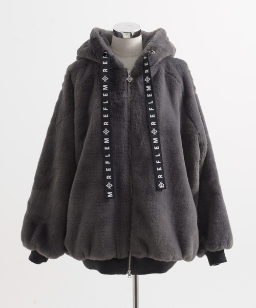 新品同様　REFLEM　うさ耳BIGファーパーカー/ファーブルゾン　フーディー REFLEM/レフレム」うさ耳BIGファーパーカー/ファーブルゾン