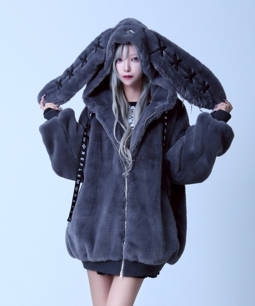 新品同様　REFLEM　うさ耳BIGファーパーカー/ファーブルゾン　フーディー REFLEM（レフレム）の「『REFLEM/レフレム』うさ耳BIGファー