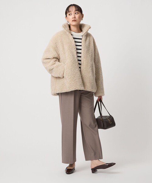 green label relaxing(グリーンレーベルリラクシング)の「ボア スタンドカラー ブルゾン(ブルゾン・レディース・ダークグレー/ベージュ/その他1・FREE)」の20枚目の写真