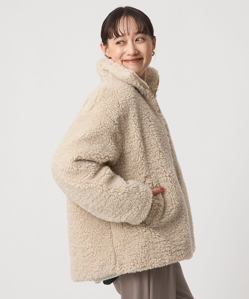 ✴︎新品✴︎MARK & LONA グリーン ボアジャケット　ボアブルゾン　アウター ボア スタンドカラー ブルゾン（ブルゾン）｜green label relaxing