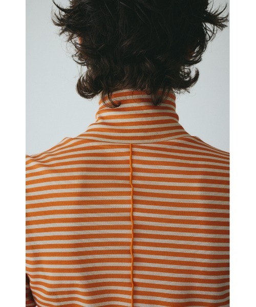 【美品】me ハイネックTシャツ オレンジ/グリーン ストライプ 33219459.jpg