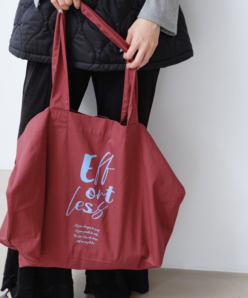 Kastane（カスタネ）の「*【大容量】ビッグロゴトートBAG（トートバッグ・レディース・ブラウン/カーキ/バーガンディー・FREE）」の4枚目の写真