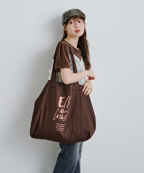 Kastane（カスタネ）の「*【大容量】ビッグロゴトートBAG（トートバッグ・レディース・ブラウン/カーキ/バーガンディー・FREE）」の13枚目の写真