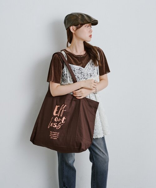 Kastane（カスタネ）の「*【大容量】ビッグロゴトートBAG（トートバッグ・レディース・ブラウン/カーキ/バーガンディー・FREE）」の14枚目の写真