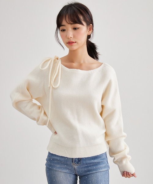 Lace Ladies(レースレディース)の「ホルター リボン クルーネック ニット プルオーバー(ニット/セーター・レディース・ブラック/アイボリー/ブルー/グレー/ピンク・FREE)」の11枚目の写真