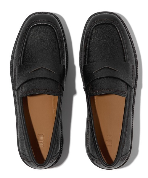 fitflop（フィットフロップ）の「F-LUMA STITCH TUMBLED-LEATHER PENNY LOAFERS / F-LUMA ステッチ タンブルドレザー ペニー ローファー（ローファー・レディース・ブラック・23cm/24cm/25cm/22cm）」の7枚目の写真
