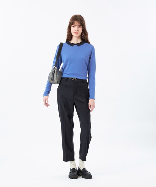 MACKINTOSH PHILOSOPHY（ﾏｯｷﾝﾄｯｼｭ ﾌｨﾛｿﾌｨｰ）の「【Bicolor Knit Polo（バイカラーニットポロ）】ロングスリーブ（ニット/セーター・レディース・ライトブルー/ベージュ/ブラック・36/38）」の12枚目の写真