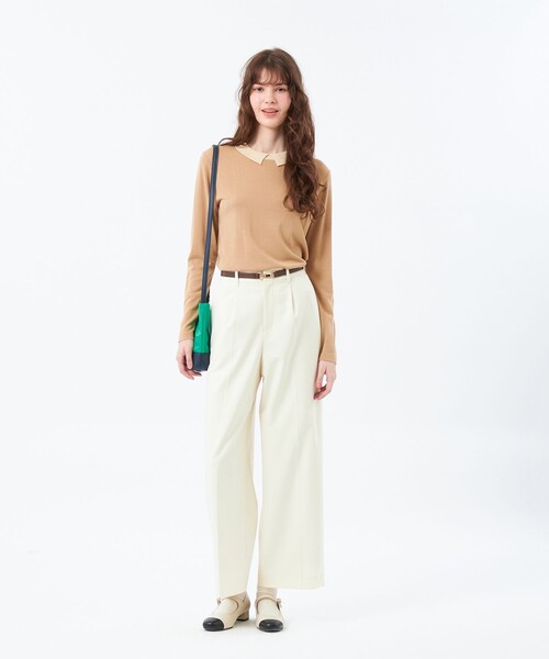 MACKINTOSH PHILOSOPHY（ﾏｯｷﾝﾄｯｼｭ ﾌｨﾛｿﾌｨｰ）の「【Bicolor Knit Polo（バイカラーニットポロ）】ロングスリーブ（ニット/セーター・レディース・ライトブルー/ベージュ/ブラック・36/38）」の13枚目の写真