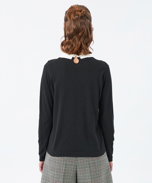 MACKINTOSH PHILOSOPHY（ﾏｯｷﾝﾄｯｼｭ ﾌｨﾛｿﾌｨｰ）の「【Bicolor Knit Polo（バイカラーニットポロ）】ロングスリーブ（ニット/セーター・レディース・ライトブルー/ベージュ/ブラック・36/38）」の6枚目の写真