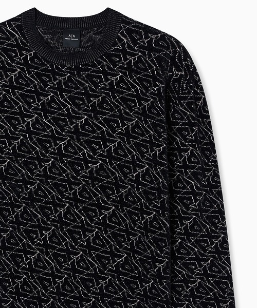 Armani Exchange タイダイ柄セーター A|X アルマーニ エクスチェンジ】オールオーバージャカードロゴ