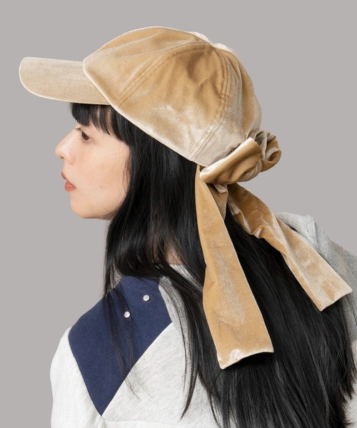 Casselini（キャセリーニ）の「Casselini(キャセリーニ)リボンキャップ（キャップ・レディース・ブラック/ベージュ/ブルー・FREE）」の3枚目の写真