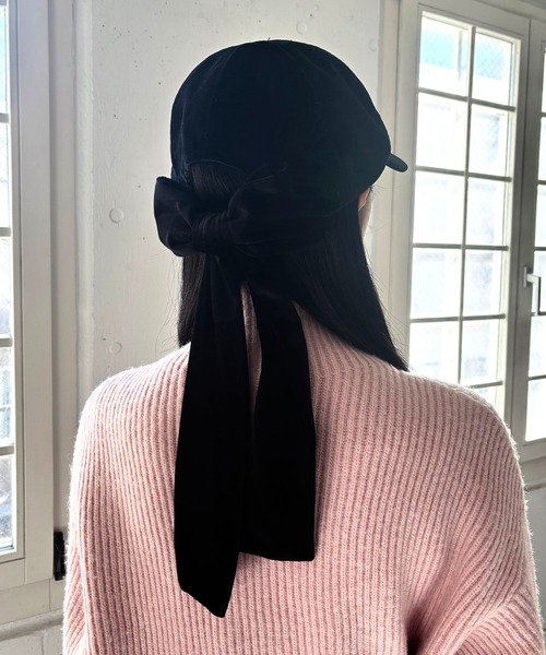 Casselini（キャセリーニ）の「Casselini(キャセリーニ)リボンキャップ（キャップ・レディース・ブラック/ベージュ/ブルー・FREE）」の7枚目の写真