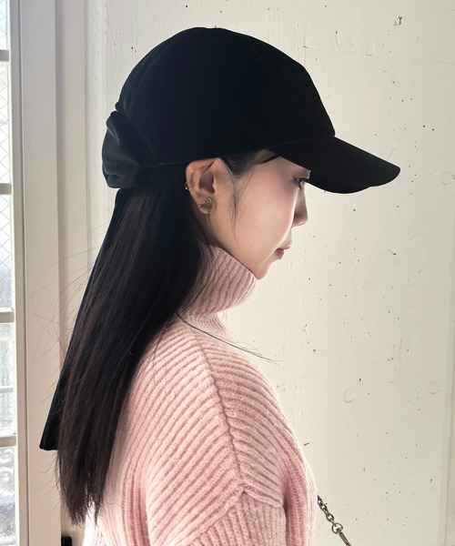 Casselini（キャセリーニ）の「Casselini(キャセリーニ)リボンキャップ（キャップ・レディース・ブラック/ベージュ/ブルー・FREE）」の10枚目の写真