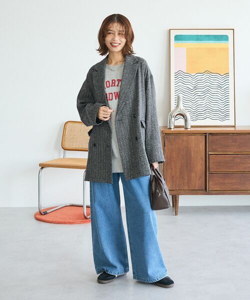 Green　Parks（グリーンパークス）の「ツイードWオーバージャケット（テーラードジャケット・レディース・ブラック・FREE）」の4枚目の写真