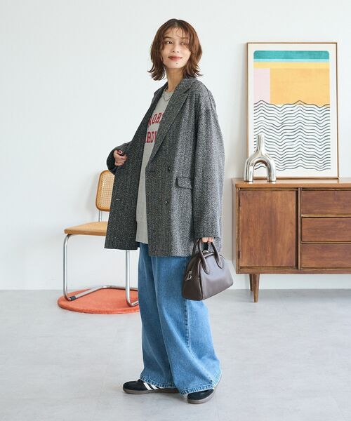 Green　Parks（グリーンパークス）の「ツイードWオーバージャケット（テーラードジャケット・レディース・ブラック・FREE）」の5枚目の写真