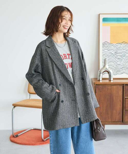 Green　Parks（グリーンパークス）の「ツイードWオーバージャケット（テーラードジャケット・レディース・ブラック・FREE）」の8枚目の写真