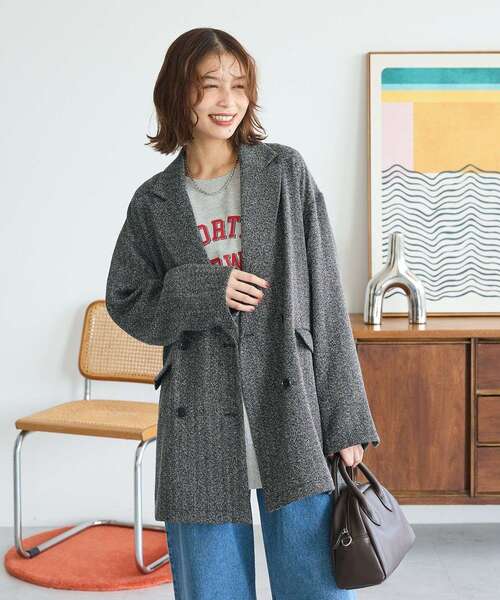 Green　Parks（グリーンパークス）の「ツイードWオーバージャケット（テーラードジャケット・レディース・ブラック・FREE）」の9枚目の写真