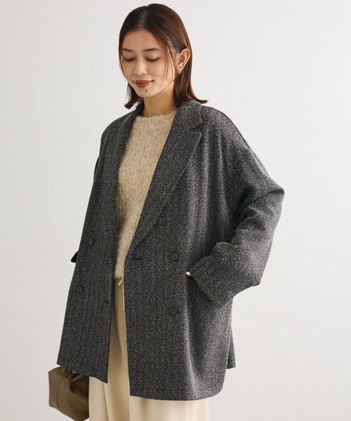 セール】ツイードWオーバージャケット（テーラードジャケット）｜Green