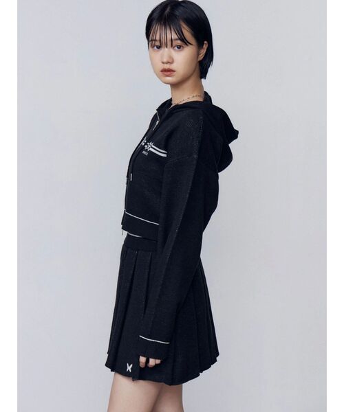 EMODA（エモダ）の「ラインニットフーディー（ニット/セーター・レディース・ブラック/ネイビー/グレー・FREE）」の12枚目の写真