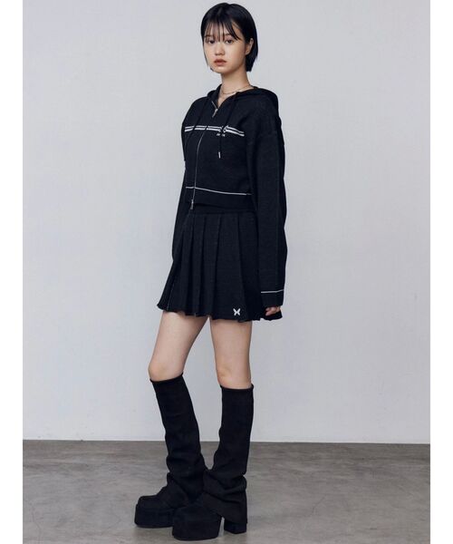 EMODA（エモダ）の「ラインニットフーディー（ニット/セーター・レディース・ブラック/ネイビー/グレー・FREE）」の14枚目の写真