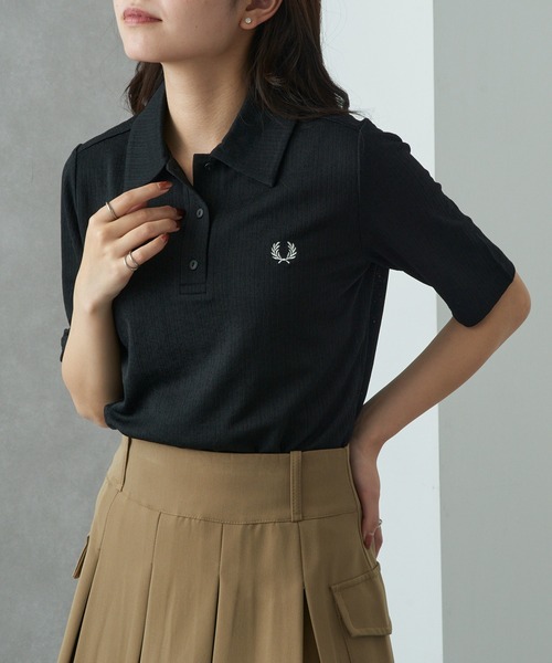 FRED PERRY(フレッドペリー)の「【FRED PERRY】SHEER RIB POLO SHIRT シアーリブポロシャツ G2168(ポロシャツ・レディース・オフホワイト/ブラック・10)」の13枚目の写真