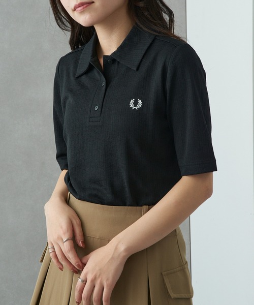 FRED PERRY(フレッドペリー)の「【FRED PERRY】SHEER RIB POLO SHIRT シアーリブポロシャツ G2168(ポロシャツ・レディース・オフホワイト/ブラック・10)」の3枚目の写真