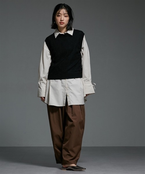 Soiunique（スワユニーク）の「光沢素材たっぷりタックボリュームパンツ ［Soiunique］（その他パンツ・レディース・ブラウン/ブラック・FREE）」の10枚目の写真