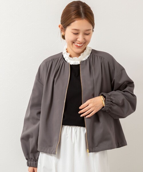 NOLLEY’S(ノーリーズ)の「ウォッシャブルジップアップブルゾン(ブルゾン・レディース・ブラック/チャコールグレー/ベージュ・38)」の4枚目の写真