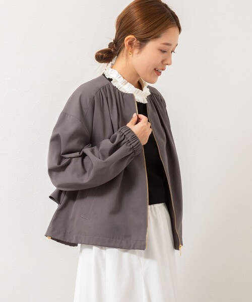 NOLLEY’S(ノーリーズ)の「ウォッシャブルジップアップブルゾン(ブルゾン・レディース・ブラック/チャコールグレー/ベージュ・38)」の6枚目の写真