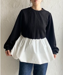 She's Closet（シーズクローゼット）の「重ね着風ブラウスレイヤードドッキングフクレジャガードペプラムトップス（Tシャツ/カットソー・レディース）」