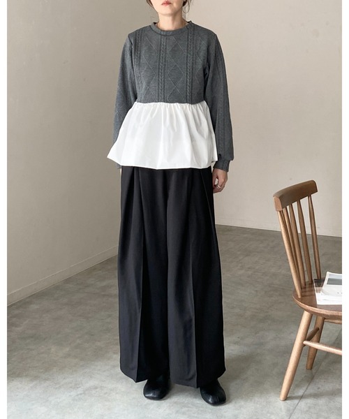 She's Closet（シーズクローゼット）の「切り替えドッキングバルーンペプラムトップス（その他トップス・レディース・グレー/ブラック・FREE）」の15枚目の写真